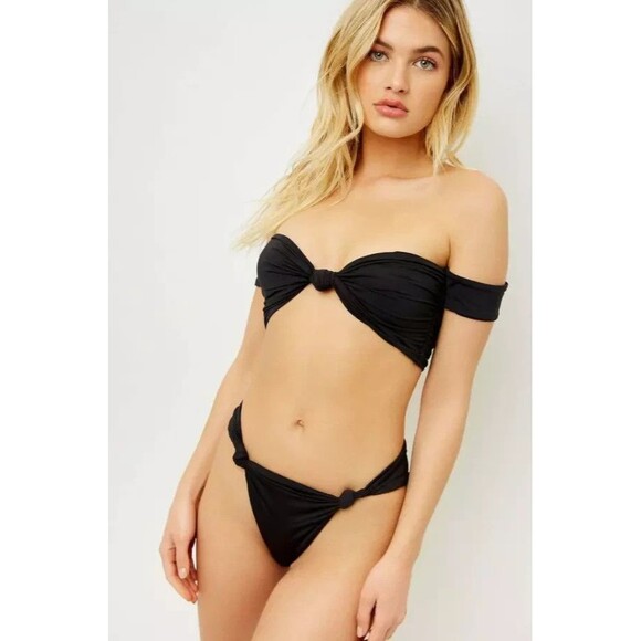 Frankies Bikinis Monica Knotted Bikini Top in Black Size MEDIUM - Picture 5 of 6